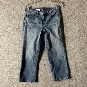 NYDJ Women's Size 4 Marilyn Straight Leg Cropped Blue Denim Jeans